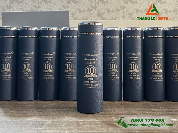Bình Giữ Nhiệt Sơn Nhám Màu Xanh Khắc Logo Kỷ Niệm 10 Năm Thành Lập Ngân Hàng Kienlong Bank