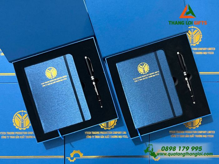 Combo Quà Tặng (Sổ & Bút) In Khắc Logo Doanh Nghiệp Y TECH Làm Quà Tặng Khách Hàng VIP