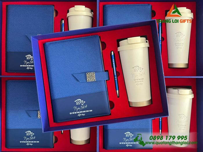 Set Quà Tặng (Sổ + Ly + Bút) In Khắc 20 Năm Ngày Trở Về Của Cựu Học Sinh Làm Quà Tri Ân Thầy Cô