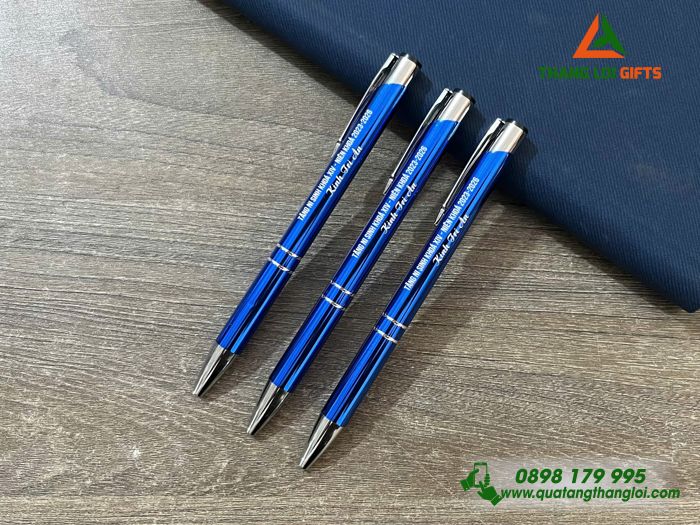 Bút Bi Kim Loại Bấm Màu Xanh Khắc Tên Sự Kiện Làm Quà Tặng Phật Giáo