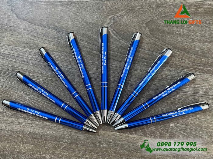 Bút Bi Kim Loại Bấm Màu Xanh Khắc Tên Sự Kiện Làm Quà Tặng Phật Giáo