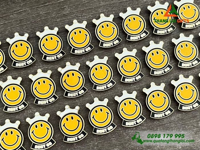 Huy Hiệu Đồng Đổ Màu Hình Icon Mặt Cười Logo Best CS
