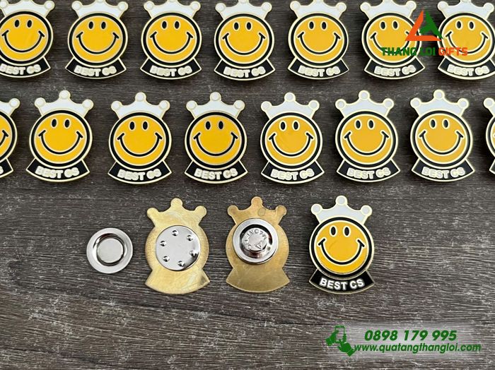 Huy Hiệu Đồng Đổ Màu Hình Icon Mặt Cười Logo Best CS