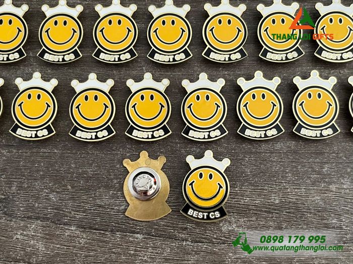 Huy Hiệu Đồng Đổ Màu Hình Icon Mặt Cười Logo Best CS