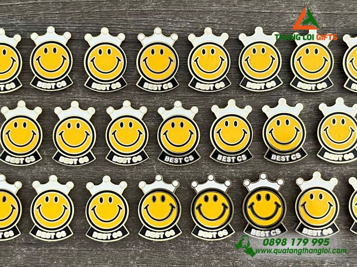 Huy Hiệu Đồng Đổ Màu Hình Icon Mặt Cười Logo Best CS