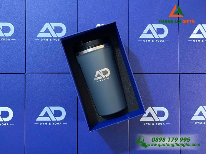 Ly Giữ Nhiệt 510ml Màu Xanh Navy Khắc Logo AD Gym & Yoga