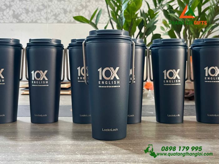 Ly Giữ Nhiệt Lock&Lock LHC4269 540ml Màu Xanh Navy Khắc Logo Trung Tâm Anh Ngữ 10X