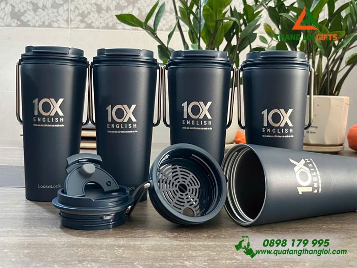 Ly Giữ Nhiệt Lock&Lock LHC4269 540ml Màu Xanh Navy Khắc Logo Trung Tâm Anh Ngữ 10X