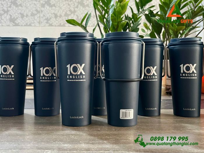 Ly Giữ Nhiệt Lock&Lock LHC4269 540ml Màu Xanh Navy Khắc Logo Trung Tâm Anh Ngữ 10X