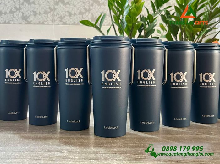 Ly Giữ Nhiệt Lock&Lock LHC4269 540ml Màu Xanh Navy Khắc Logo Trung Tâm Anh Ngữ 10X