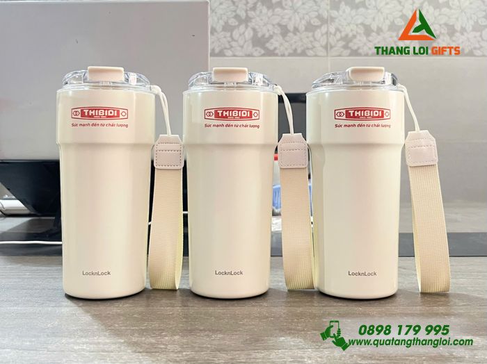 Ly Giữ Nhiệt Lock&Lock LHC4357 650ml Màu Trắng Kem In Logo Doanh Nghiệp THIBIDI