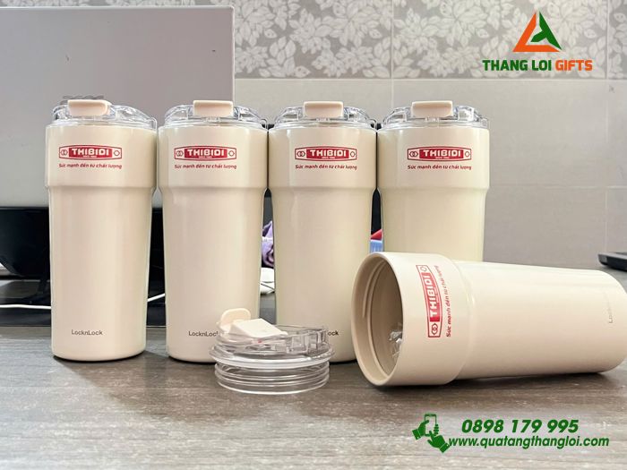 Ly Giữ Nhiệt Lock&Lock LHC4357 650ml Màu Trắng Kem In Logo Doanh Nghiệp THIBIDI