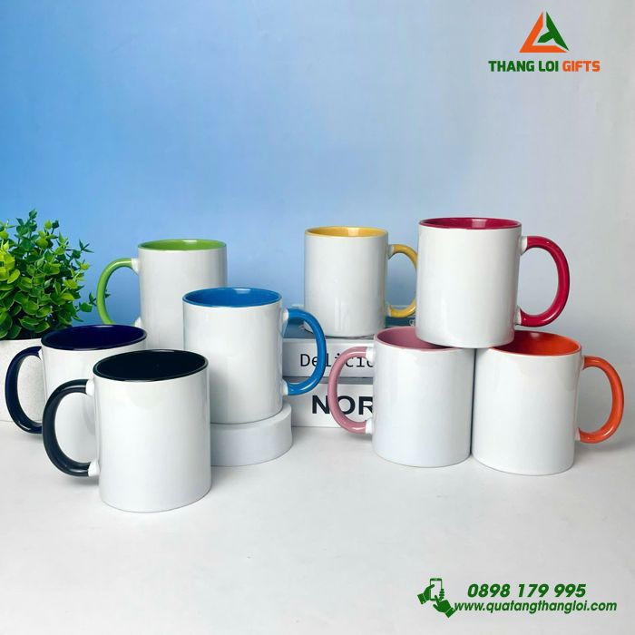 Cốc Sứ Đủ Màu Sắc In Logo Làm Quà Tặng