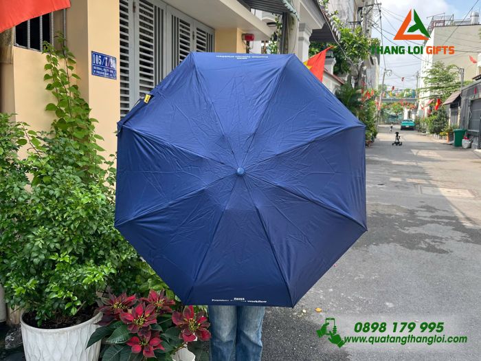 Ô Dù Cầm Tay Mini Gấp 5 Màu Xanh In Logo Sự Kiện ZEISS SMILE Pro