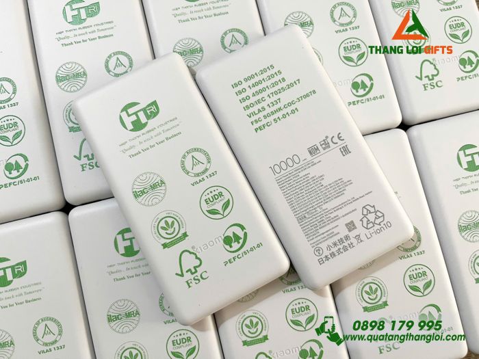 Pin Sạc Dự Phòng Xiaomi 10.000mAh Màu Trắng In Logo Doanh Nghiệp Hiệp Thành 