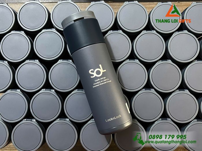 Bình Giữ Nhiệt Lock&Lock LHC3275 490ml Màu Xanh Navy Khắc Logo Ngân Hàng Shinhan Bank Cambodia Làm Quà Tặng