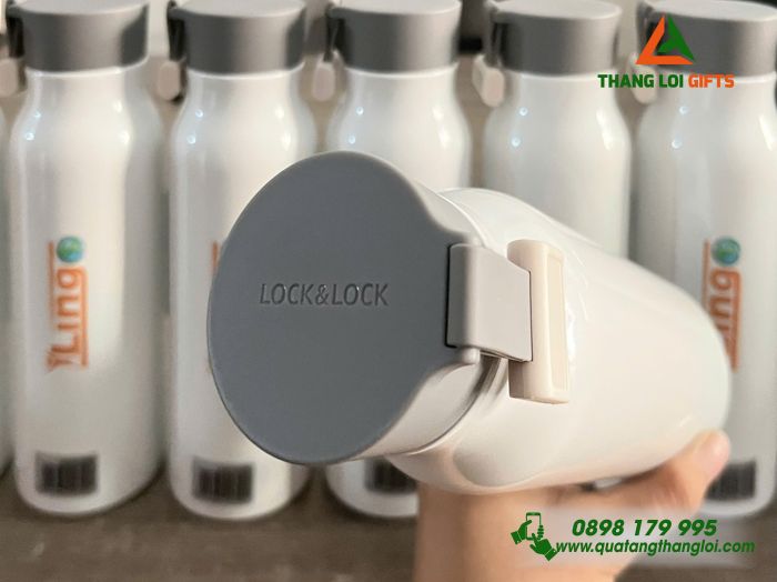 Bình Giữ Nhiệt Lock&Lock LHC4125 500ml Màu Trắng In Logo Trung Tâm Ngoại Ngữ ALOHA Sài Gòn