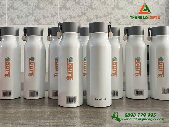 Bình Giữ Nhiệt Lock&Lock LHC4125 500ml Màu Trắng In Logo Trung Tâm Ngoại Ngữ ALOHA Sài Gòn