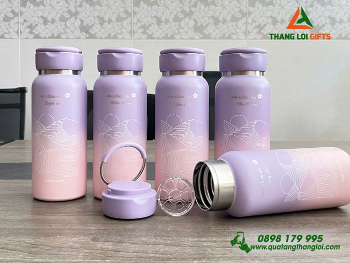 Bình Giữ Nhiệt Lock&Lock LHC4321 650ml Màu Tím Loang Khắc Tên