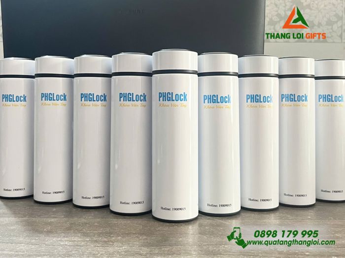 Bình Giữ Nhiệt Màu Trắng 500ml In Logo Doanh Nghiệp PHGLock