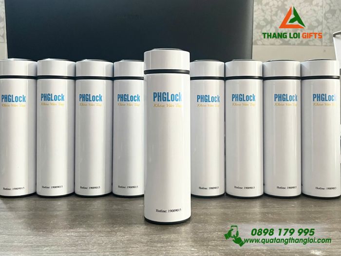 Bình Giữ Nhiệt Màu Trắng 500ml In Logo Doanh Nghiệp PHGLock