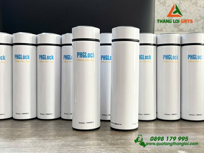 Bình Giữ Nhiệt Màu Trắng 500ml In Logo Doanh Nghiệp PHGLock