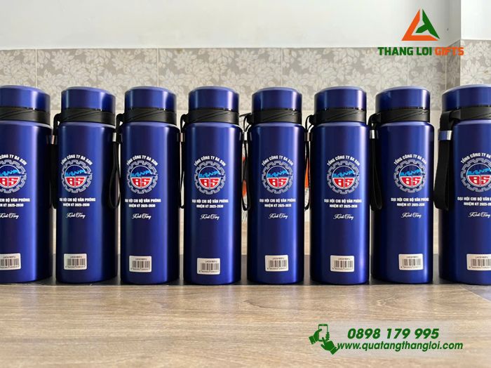 Bình Giữ Nhiệt Lock&Lock LHC6180 800ml Màu Xanh Đậm In Logo Tổng Công Ty Ba Son