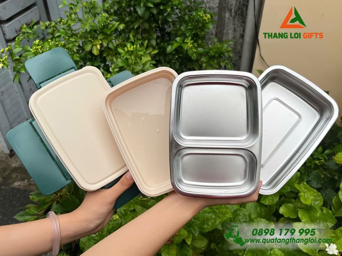 Hộp Cơm Giữ Nhiệt 2 Tầng Lock&Lock In Logo Doanh Nghiệp Làm Quà Tặng Nhân Viên