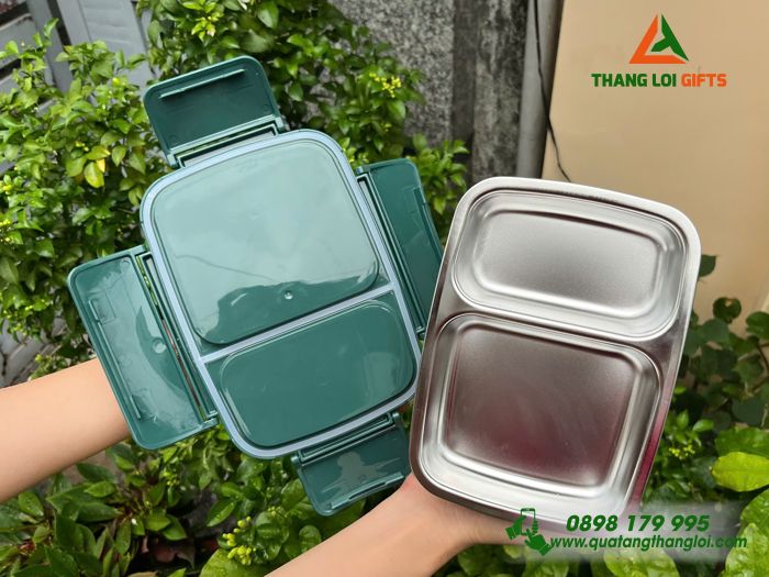 Hộp Cơm Giữ Nhiệt 2 Tầng Lock&Lock In Logo Doanh Nghiệp Làm Quà Tặng Nhân Viên