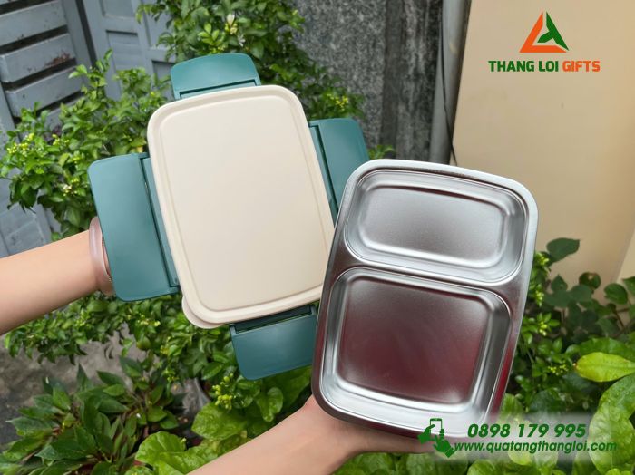 Hộp Cơm Giữ Nhiệt 2 Tầng Lock&Lock In Logo Doanh Nghiệp Làm Quà Tặng Nhân Viên