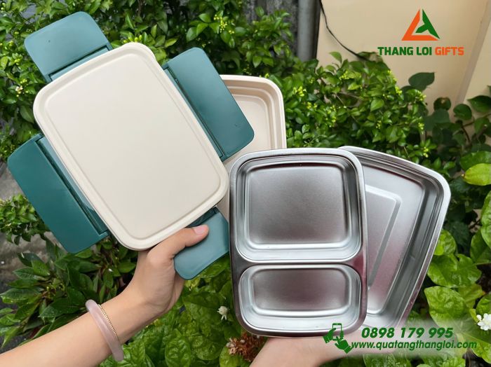 Hộp Cơm Giữ Nhiệt 2 Tầng Lock&Lock In Logo Doanh Nghiệp Làm Quà Tặng Nhân Viên