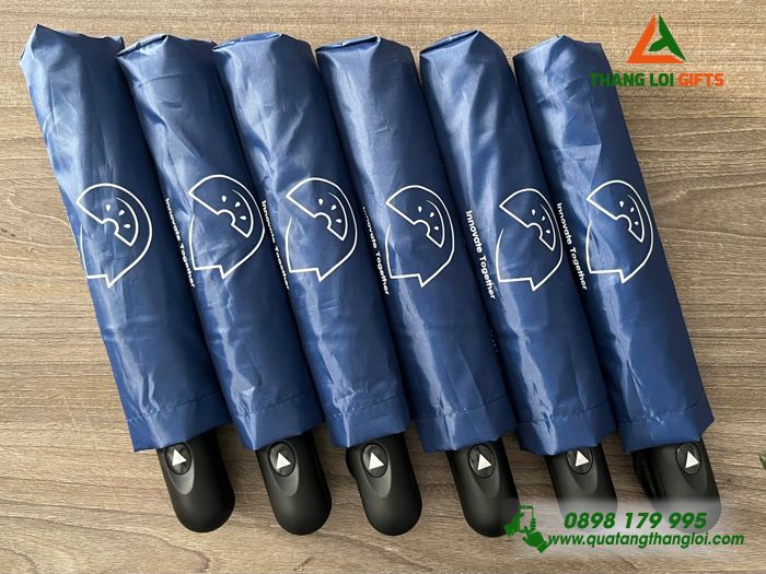 Ô Dù Cầm Tay Gấp 3 Màu Xanh Đậm In Logo Doanh Nghiệp Watermelon 