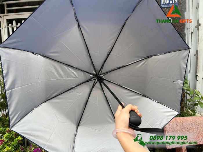 Ô Dù Cầm Tay Gấp 3 Màu Xanh Đậm In Logo Doanh Nghiệp Watermelon 