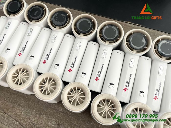 Quạt Cầm Tay Mini 4.000mAh Màu Trắng Ngà In Logo Doanh Nghiệp TEXAS INSTRUMENTS