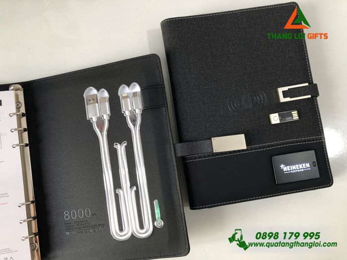 Sổ Tay Đa Năng 4in1 8.000mAh Màu Đen Khắc Logo HEINEKEN Làm Quà Tặng