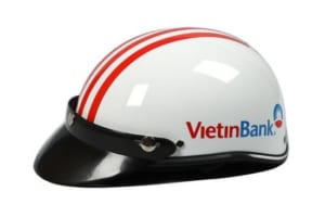 Nón Bảo Hiểm Haly in logo ngân hàng VietinBank làm quà tặng cho khách hàng nhằm quảng bá thương hiệu ngân hàng