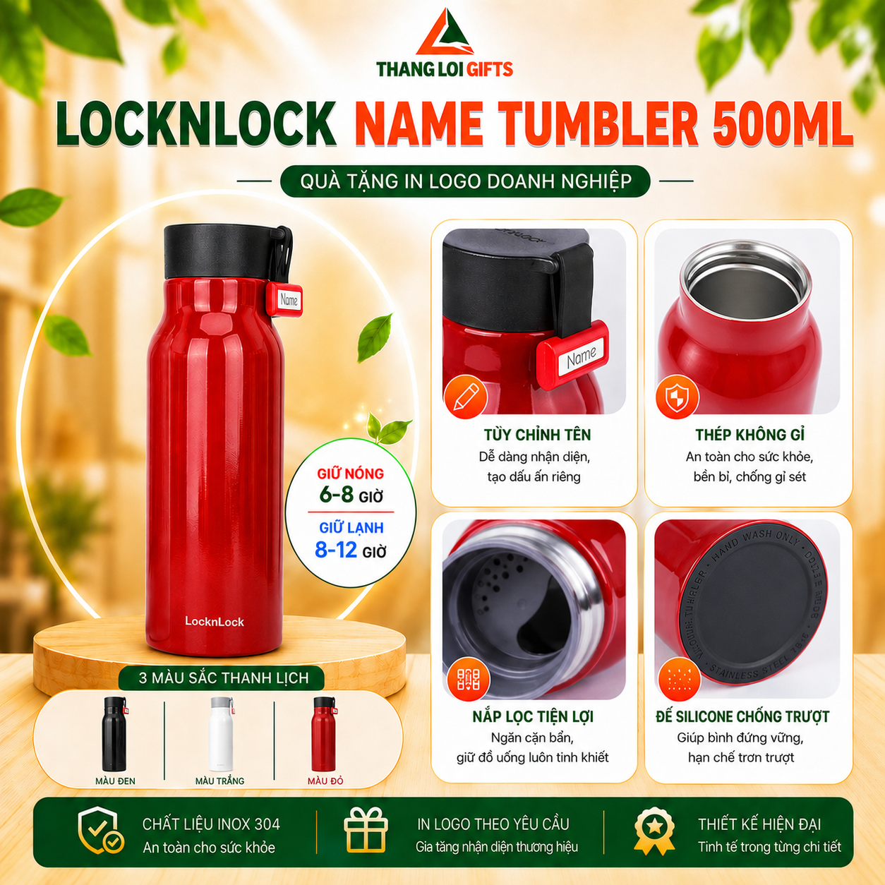 LOCKNLOCK NAME TUMBLER 500ML Bình Giữ Nhiệt Locknlock Name Tumbler 500ml - LHC4125