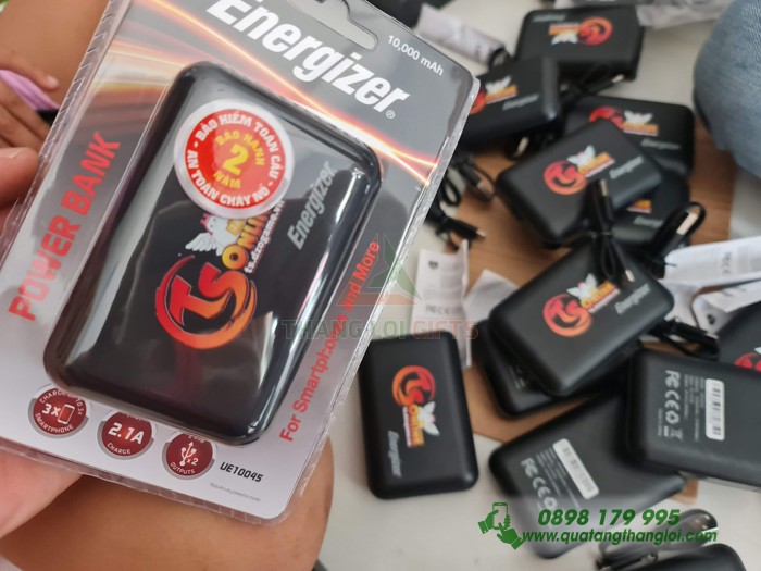 Pin Sac Energizer 10000mAh UE1005 in logo Donah nghiep lam qua tang