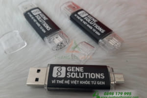 USB OTG khac logo GENE SOLUTIONS lam qua tang