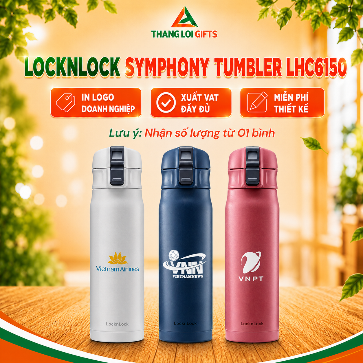 Bình Giữ Nhiệt Lock&Lock LHC6150 480ML In Logo Làm Quà Tặng