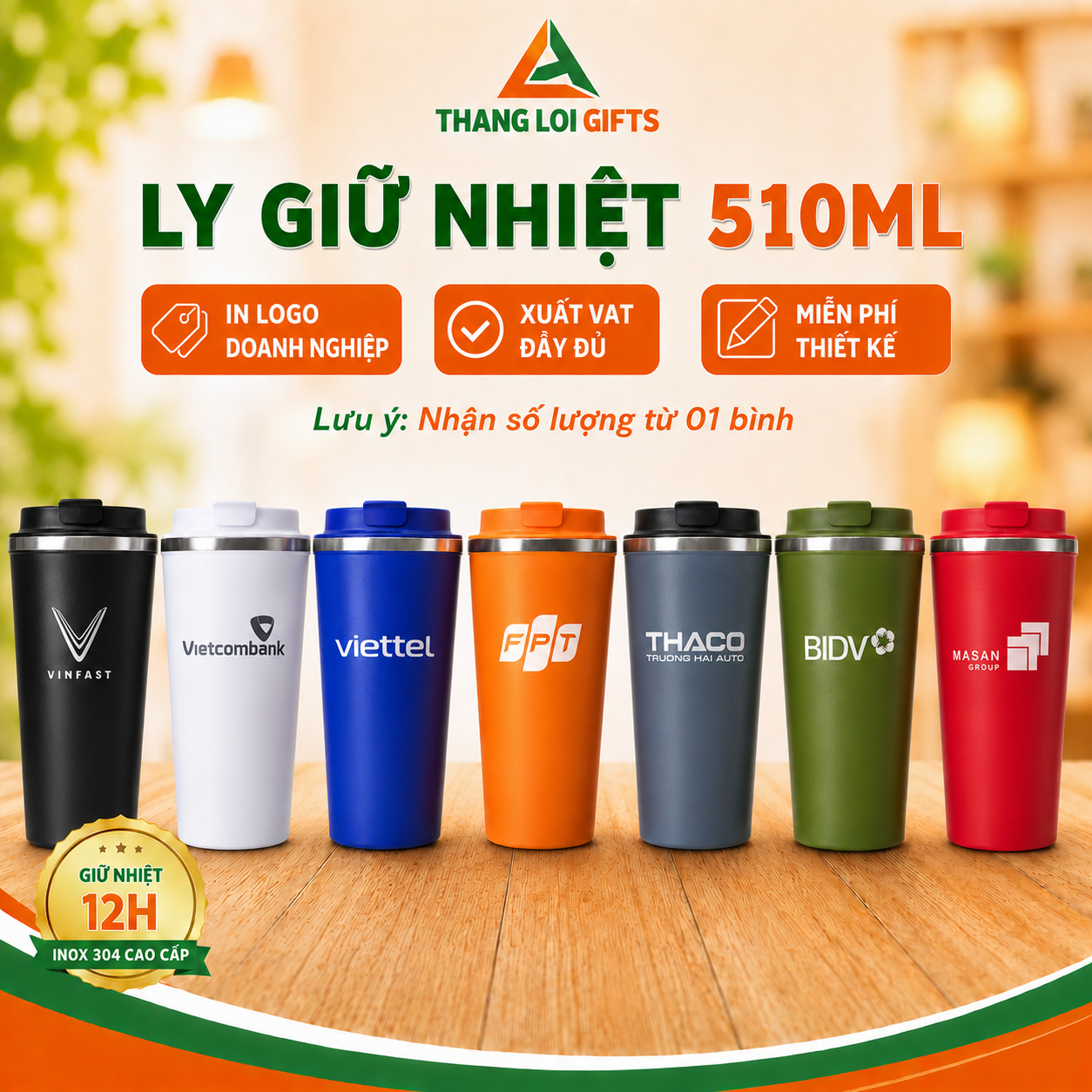 Ly Giữ Nhiệt Coffee Mug 510ml - In Khắc Logo Làm Quà Tặng Cho Khách Hàng