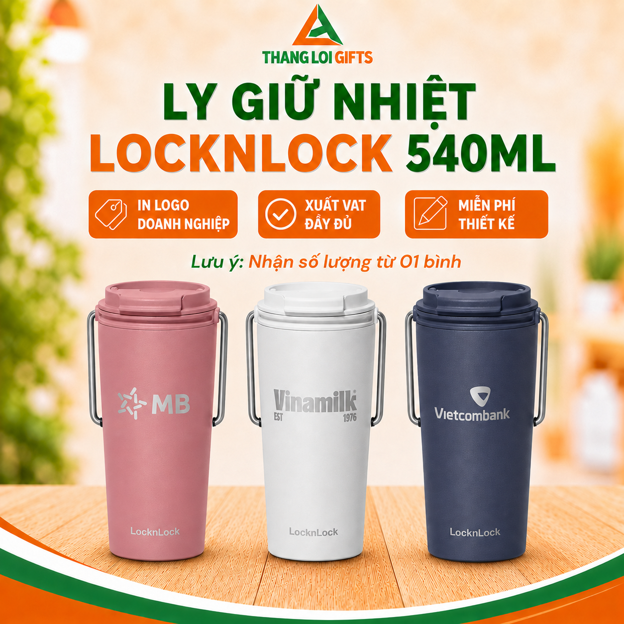 Ly Giữ Nhiệt Lock&Lock LHC4269 540ml - In Khắc Logo Quảng Bá Thương Hiệu