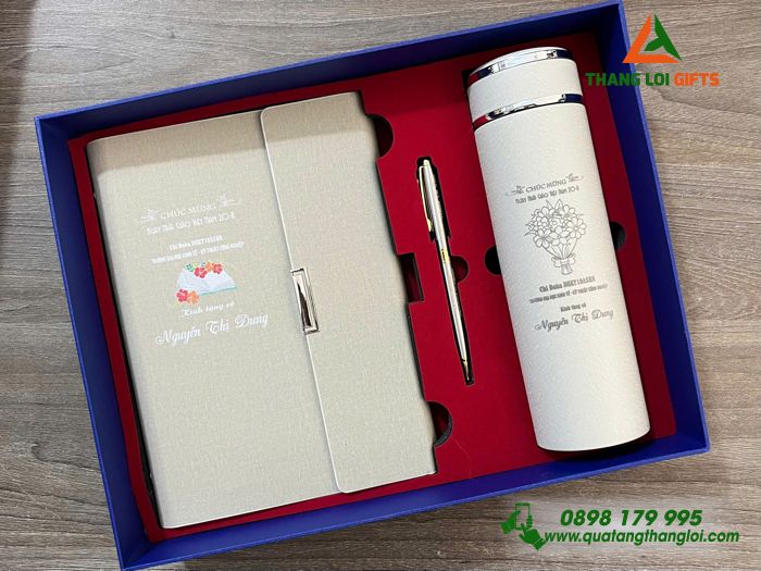 Bo Qua Tang (So+ Binh+ But) Mau Trang - In Khac Noi Dung Ngay Nha Giao Viet Nam 20-11 (2)