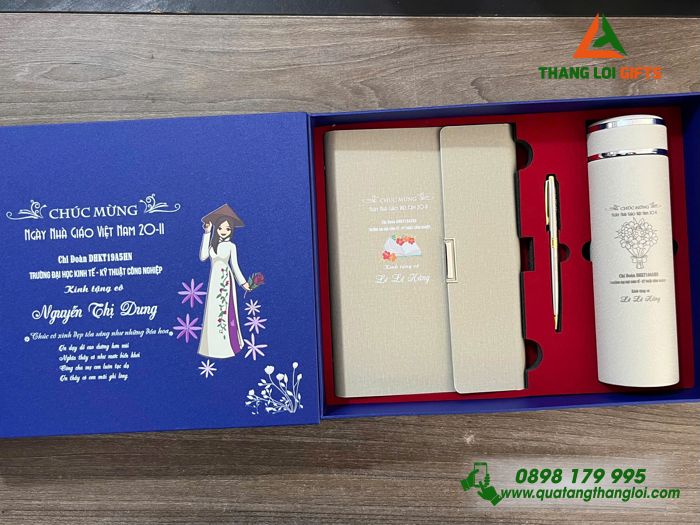 Bo Qua Tang (So+ Binh+ But) Mau Trang - In Khac Noi Dung Ngay Nha Giao Viet Nam 20-11 (4)