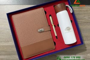 Giftset - Bộ Quà Tặng (Bình Giữ Nhiệt + Bút Ký + Sổ Tay) - In Nội Dung Theo Yêu Cầu