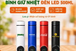 Bình Giữ Nhiệt Inox 500ml - Hiển Thị Nhiệt Độ Led - In Khắc Logo Theo Yêu Cầu