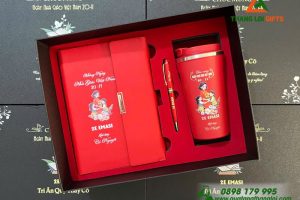Set Quà Tặng (Sổ+ Ly+ Bút) Màu Đỏ - In Khắc Nội Dung Hình Ảnh Tri Ân Thầy Cô