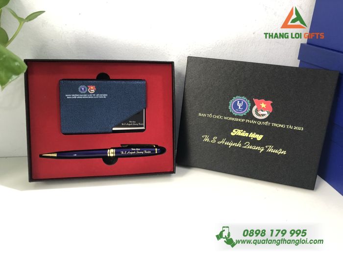 Giftset Bộ quà tặng Hộp đựng Namecard & Bút In logo công đoàn