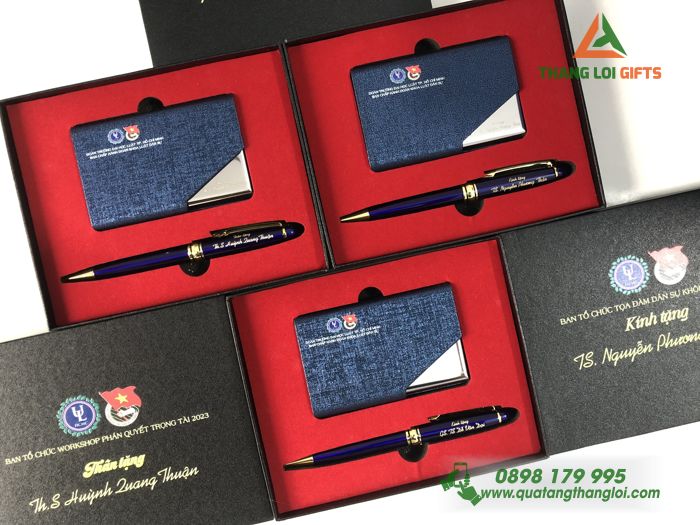 Giftset Bộ quà tặng Hộp đựng Namecard & Bút In logo công đoàn