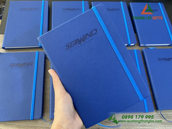 Sổ tay dán gáy Màu xanh In logo doanh nghiệp SEAWIND
